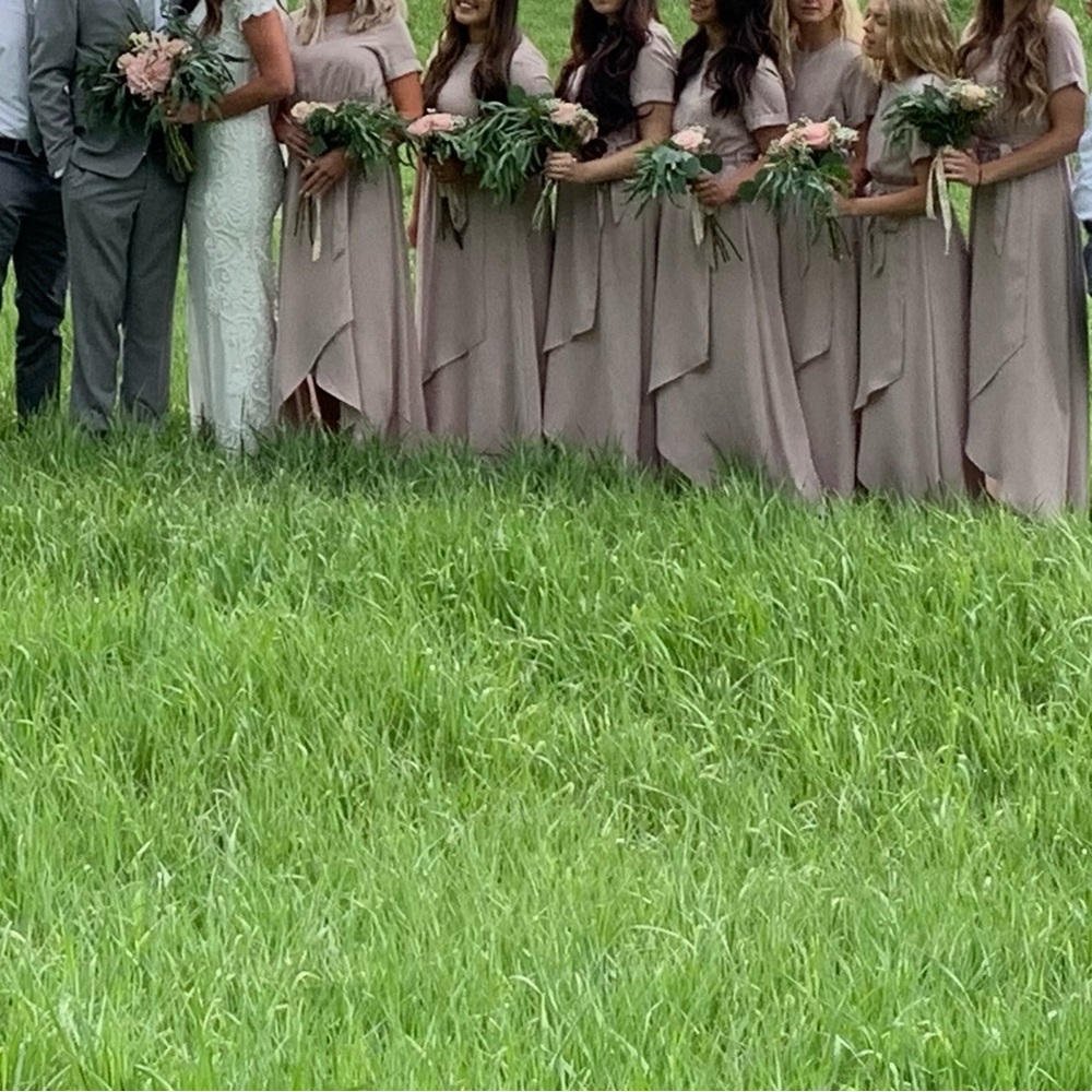 Mauve maxi dress with tie around waste